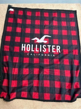 Hollister Red & Black Buffalo Plaid Logo Throw